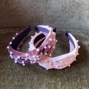 Velvet pearl knot headbands